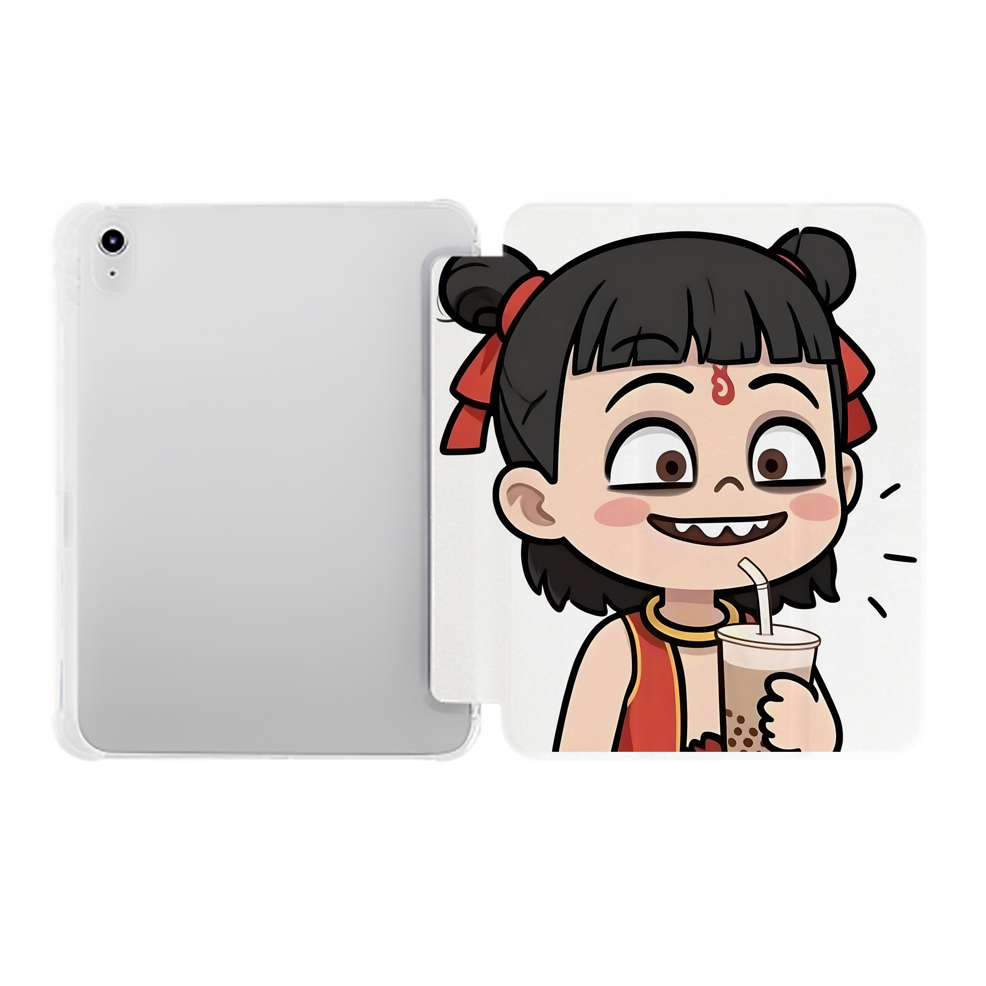 （画像用） Ne Zha 2 ナタ 魔童の大暴れ IPad ケース ペン収納付き 三つ折りスタンド PUレザー×シリコン 対応機種9.5/10.5/10.9インチ